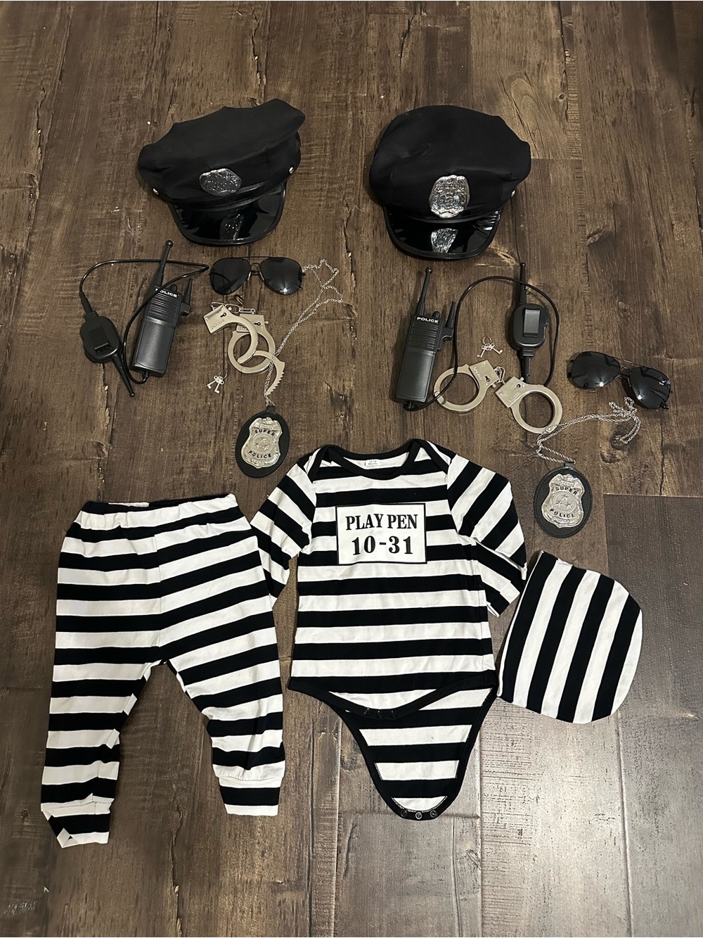 Black and White Striped Kids One-Piece Bodysuit with Hat - Play Pen Design